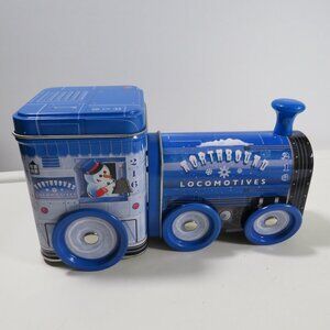 Train Metal Tin WITH ROLLING WHEELS Like New Locomotive